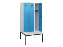locker met bank,HxBxD 1950x900x815mm,3vak,vak B 300mm,cilinderslot