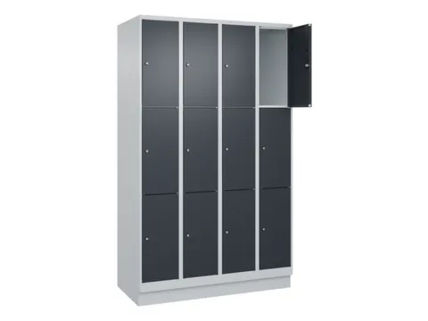 lockerkast,HxBxD 1950x1200x500mm,4x3vakken,vak B 300mm,cil.-slot