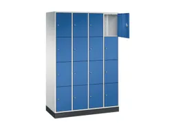 lockerkast,RAL 7035/RAL 5010,HxBxD 1950x1220x500mm,4x4vakken,cil.-slot