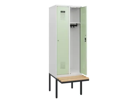 locker met bank,HxBxD 1950x600x815mm,2vak,vak B 300mm,cilinderslot