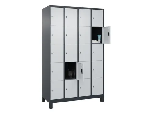 lockerkast,HxBxD 1950x1200x500mm,4x5vakken,vak B 300mm,cil.-slot