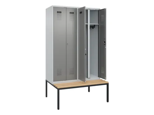 locker met bank,voor scheiding van kleding,HxBxD 2120x1200x815mm,4vak