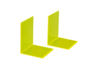 Boekensteun MAUL 10x10x13cm acryl set 2 neon geel transparant - 1