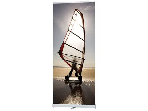 Roll-Banner Evolution 85x160-220cm 1 Voet Zilver