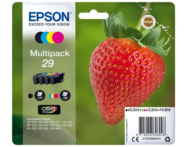 Epson C13T29864022 Strawberry Multipack 4-colours 29 Claria Home Inkt