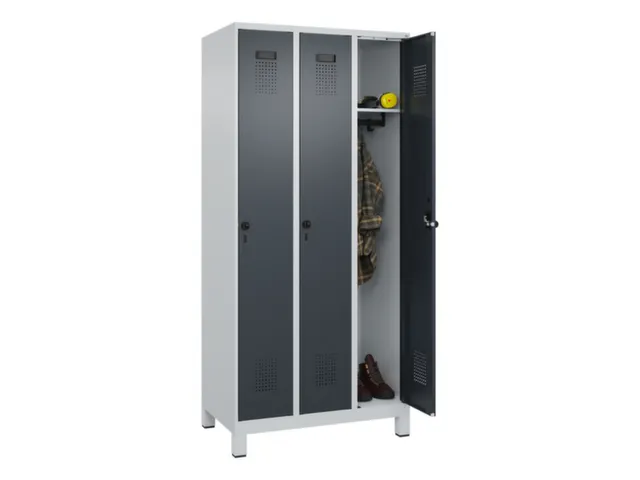 locker,HxBxD 1950x900x500mm,3vak,vak B 300mm,draaigrendel,voeten