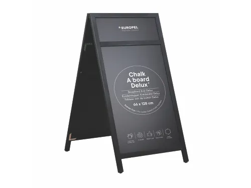 Europel Krijtstoepbord met Topbord 660 x 1280 mm DELUX Zwart