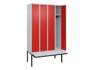 locker met bank,HxBxD 2120x1200x815mm,4vak,vak B 300mm,cil.-slot - 2