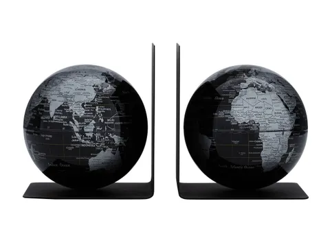 Boekensteun TROIKA met magnetische Wereldbol 13cm 2 stuks Zwart