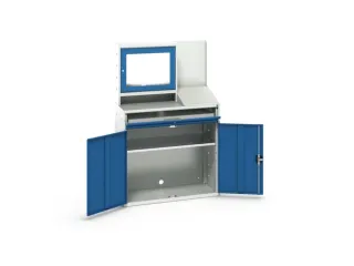 pc-kast monitorvak 1650x1050x550mm toetsenbordblad RAL7035+RAL5010 - 2