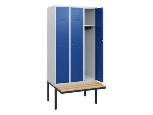 locker met bank,HxBxD 1950x900x815mm,3vak,vak B 300mm,cil.-slot