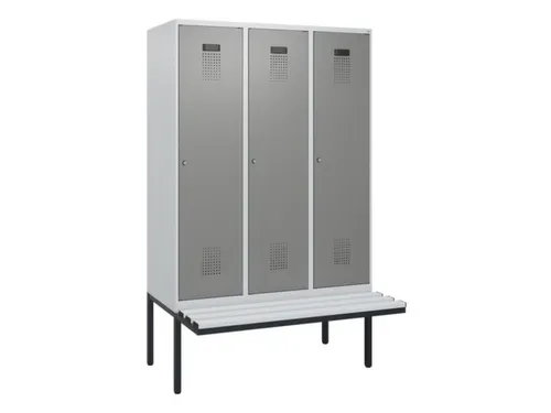locker met bank,HxBxD 1950x1200x815mm,3vak,vak B 400mm,cilinderslot