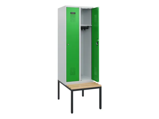 locker met bank,HxBxD 1950x600x815mm,2vak,vak B 300mm,cilinderslot