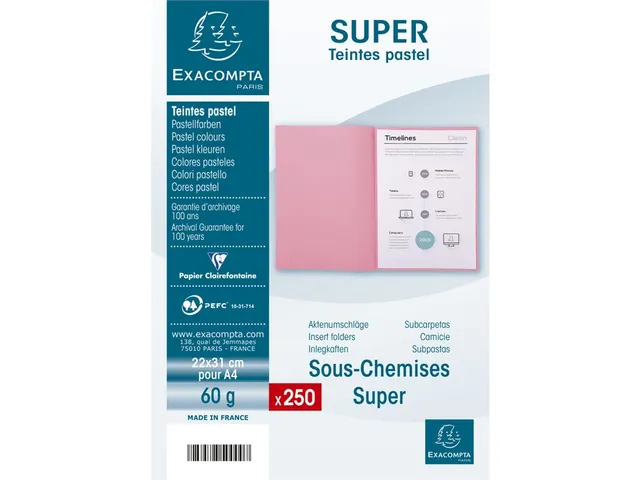 Pak van 250 inlegmappen SUPER 60 - 22x31cm-Oranje