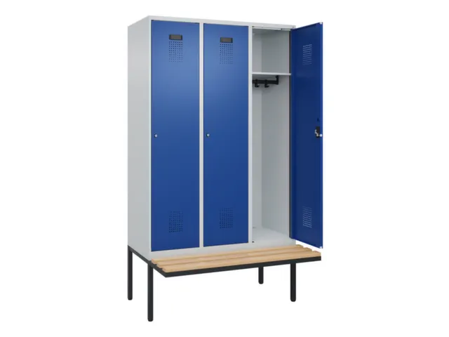 locker met bank,HxBxD 2120x1200x815mm,3vak,vak B 400mm,cilinderslot