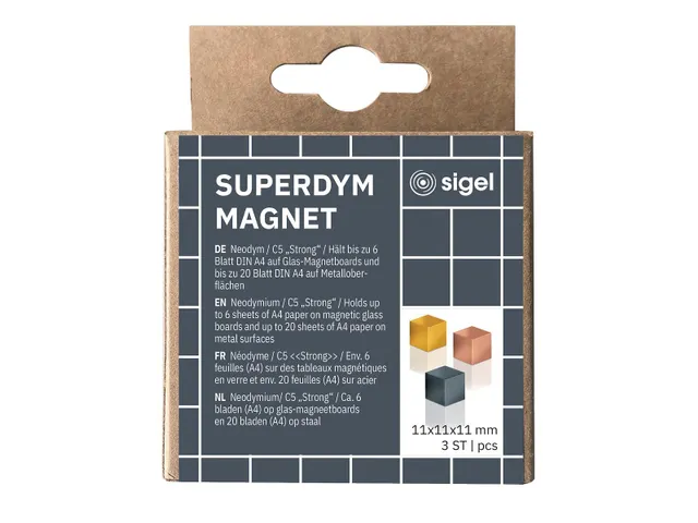 Magneten Sigel voor glasbord set 3kleuren C5 sterk 11x11x11mm