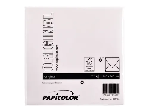 Envelop Papicolor 140x140mm Lichtroze Gegomd pak à 6 stuks