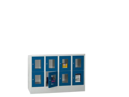 lockerkast,HxBxD 855x1200x500mm,4x2vakken,RAL7035,front RAL5010