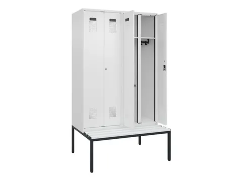 locker met bank,voor scheiding van kleding,HxBxD 2120x1200x815mm,4vak
