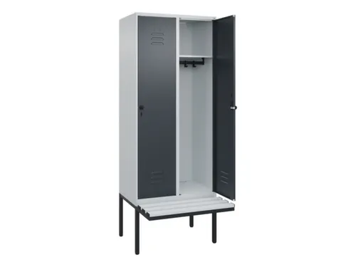locker met bank,HxBxD 2120x800x815mm,2vak,vak B 400mm,draaigrendel