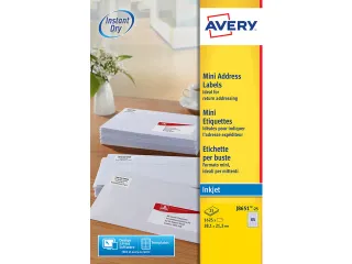 inkjetetiket Avery 38,1x21,2mm wit 25 vel 65 etiketten per vel - 1