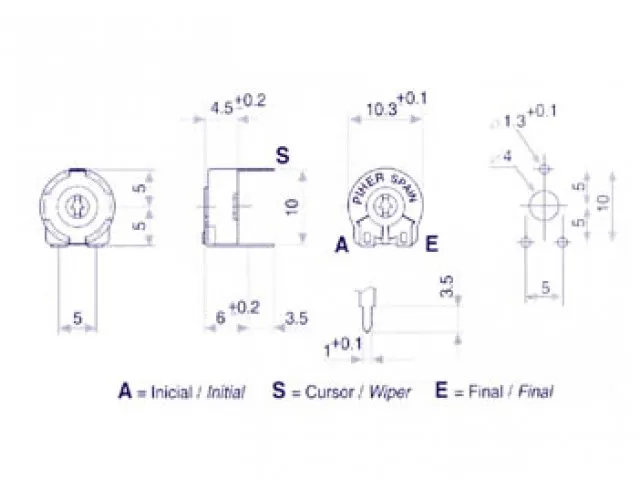 Piher Trimmer 4K7 (Klein - Hor - Voor Spindel)