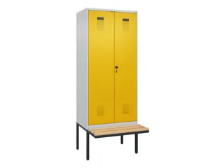 locker met bank,voor scheiding van kleding,HxBxD 2120x800x815mm,2vak - 2