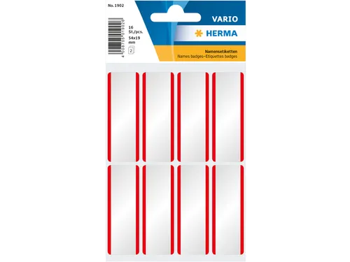 Naametiket Herma 1902 54x19mm Wit Rood Acetaatzijde 16 stuks