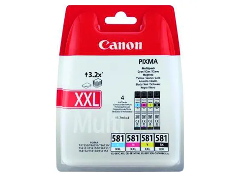 Inktcartridge Canon CLI-581XXL zwart + 3 kleuren