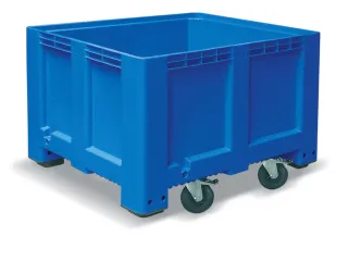 Stapelcontainer Pe 760x1200x1000mm 610 liter 4 Zwenkwielen Blauw - 1