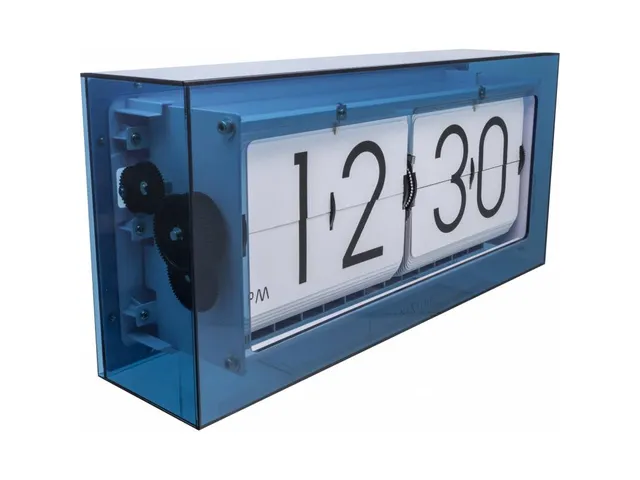 Horloge de table NeXtime 'Big Flip' 36x16,7x8,5cm acrylique bleu