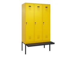 locker met bank,HxBxD 2120x1200x815mm,3vak,vak B 400mm,draaigrendel