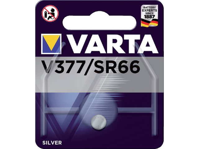 Batterij Varta knoopcel V377 horloge blister à 1stuk | VoordeligeBatterijen.nl