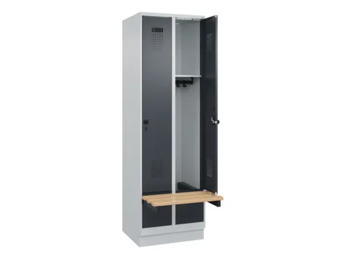 locker met bank,HxBxD 1950x600x815mm,2vak,vak B 300mm,draaigrendel