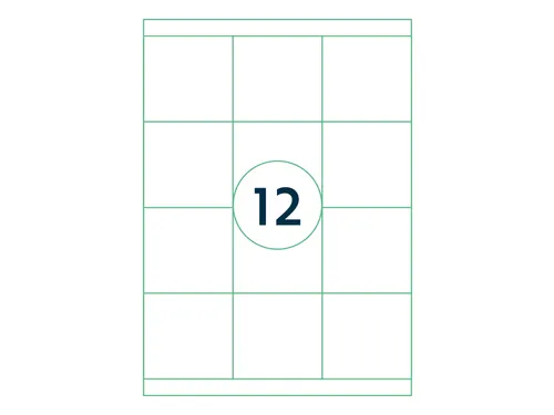 Etiketten Zelfklevend Wit 12 op A4 70x67.7mm 1000 Vel