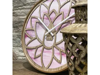 Wandklok Nextime dia 40cm Roze Hout Lotus - 11