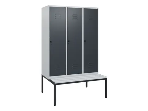 locker met bank,HxBxD 1950x1200x815mm,3vak,vak B 400mm,draaigrendel