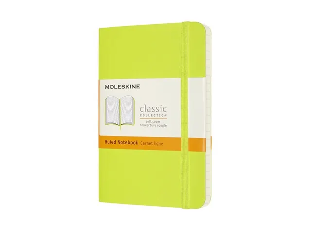 Notitieboek Moleskine pocket 90x140mm lijn soft cover lemon green
