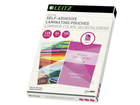 Lamineerhoes Leitz iLAM A4 zelfklevend 2x125micron EVA 100 stuks