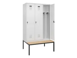 locker met bank,voor scheiding van kleding,HxBxD 2120x1200x815mm,3vak