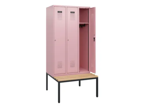 locker met bank,HxBxD 1950x900x815mm,3vak,vak B 300mm,cilinderslot