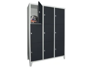 lockerkast,HxBxD 1850x1200x500mm,3x3vakken,RAL7035,front RAL7016 - 2