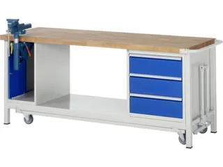 Werkbank Hxbxd 880x2000x700mm Beukenhouten Werkblad 3laden Kast - 1