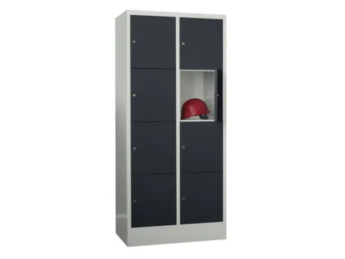 lockerkast,HxBxD 1850x800x500mm,2x4vakken,RAL7035,front RAL7016