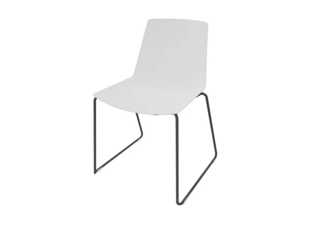 bezoekersstoel,sledeframe ronde buis donkergrijs,zitschaal PP wit