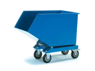 Bakwagen Met Wielen Met Vorksloffen Inhoud 400ltr Blauw Ral 5007 - 2
