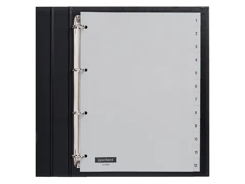 Tabbladen Quantore A4 4-Gaats 1-12 Genummerd Grijs Pp