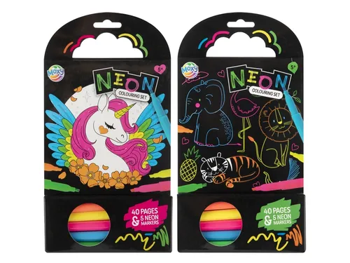 Colouring Book 15x15 cm 40 vel 5 neon markers