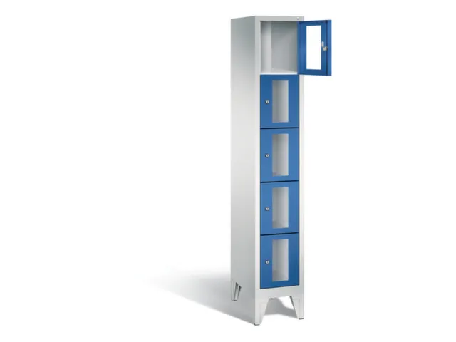 Lockerkast 1850x320x500mm 1x5 vakken Cilinderslot Poten, RAL5010