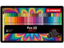Viltstift STABILO Pen 68 Arty medium assorti blik à 66 stuks